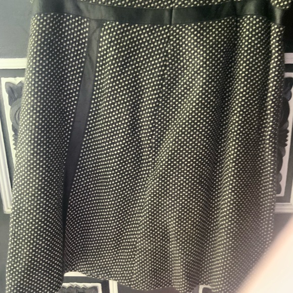 Final Markdown! Vintage LIMITED Wool Polka Dot Skirt trimmed in Faux Leather. 14 - Picture 6 of 7